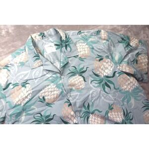 Hawaiian Pineapple Print Button Shirt Men's XXXL Cotton Aloha Beach Vacation